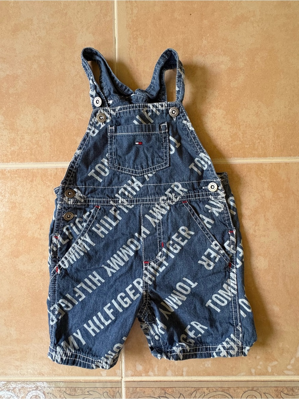 Tommy Hilfiger Kids' Denim Short Overalls - Blue 12 months